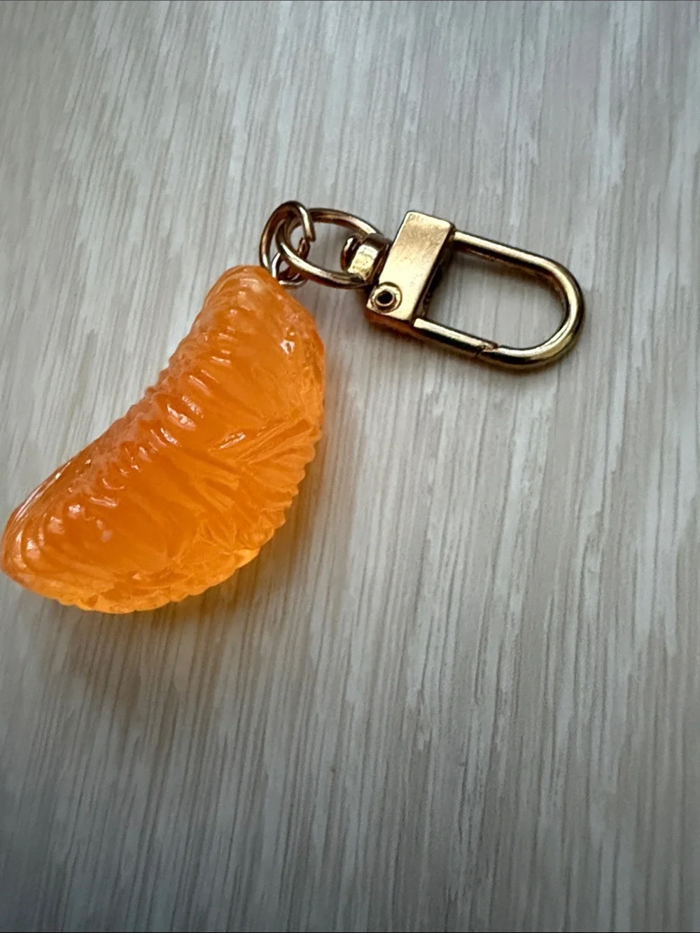 ✨ Tangerine Fruit Key Holder Charm with Gold-Toned Hardware